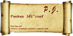 Paskes József névjegykártya